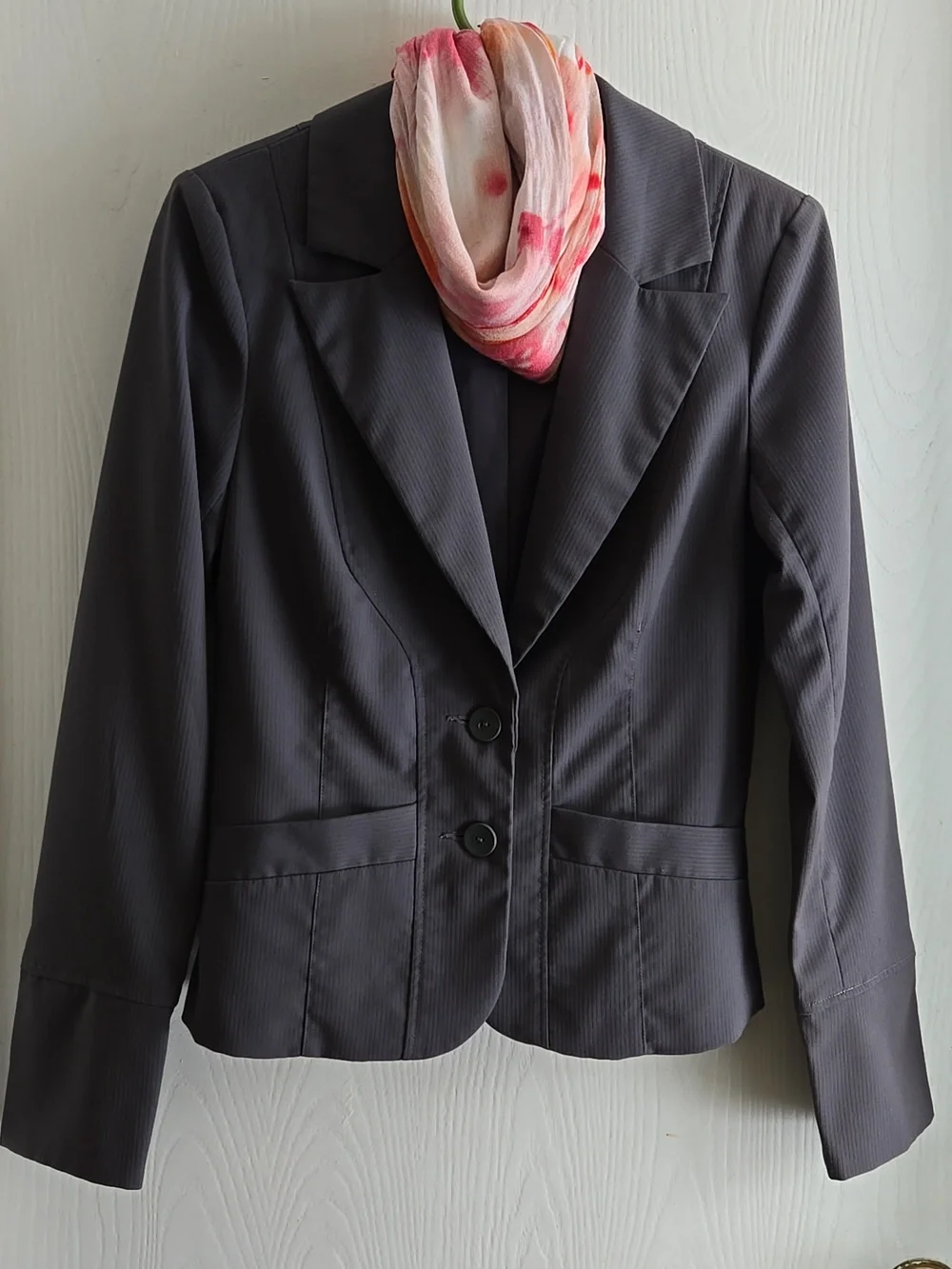 Vera Moda | Gray Pinstripe Blazer Tailored Single-Breasted Lined Size 38 - Picture 7 of 10